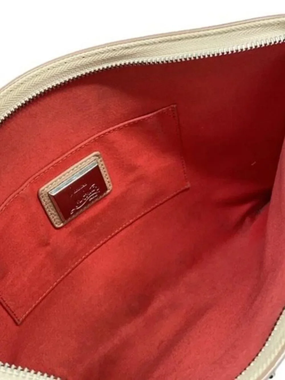 CHRISTIAN LOUBOUTIN Loubi Clutch Pink Beige Leather Clutch Bag